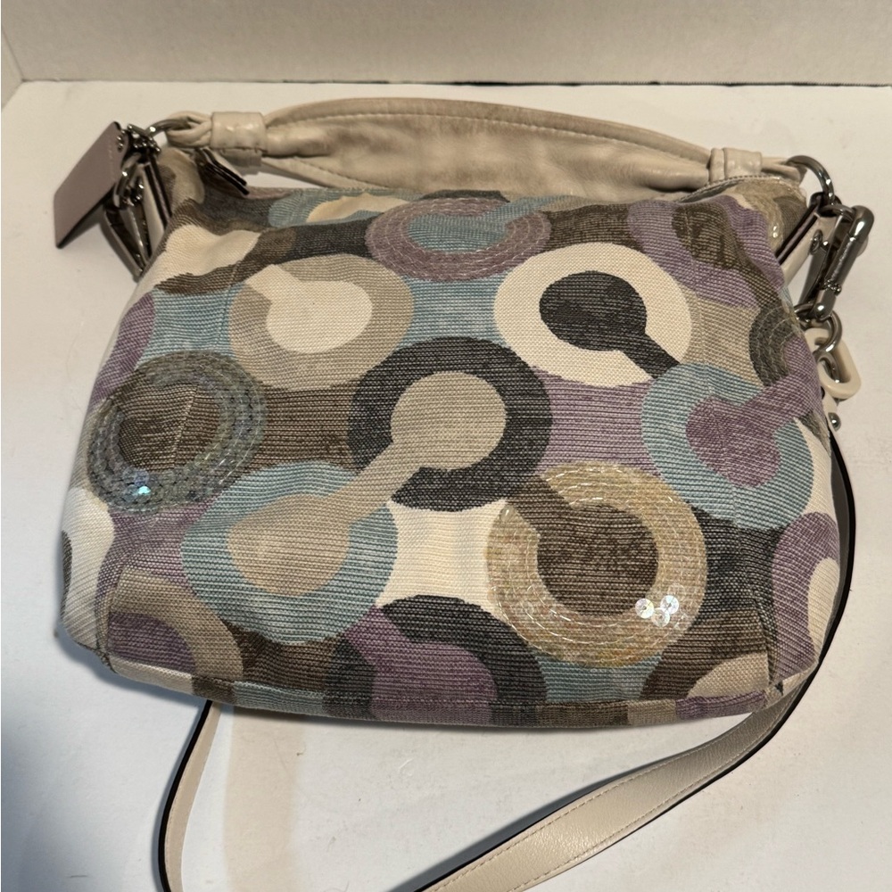 Coach Multicolor Shoulder Bag with Cream and Purple Accents - Picture 2 of 6